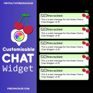 Green Cherry Twitch Chat Widget - Animated - Works with OBS Studio, StreamElements, and StreamLabs
