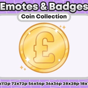 Pound Sterling Symbol Gold Metallic Token/Coin Channel Points Role Icons or Badges - Twitch Youtube Discord Emote Kawaii - Winner Badge