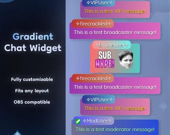 Customizable Gradient Chat Widget Pro - Animated Bubble Overlay, Role-Based Styling, One-Click Install - StreamElements, OBS, and StreamLabs