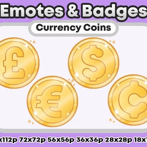 4x Gold Currency Metallic Token/Coin Channel Points Role Icons or Badges - Twitch Youtube Discord Emote Kawaii - Winner Badge
