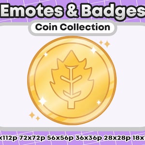Gold Leaves/Leaf Metallic Token/Coin Channel Points Role Icons or Badges - Twitch Youtube Discord Emote Kawaii - Winner Badge