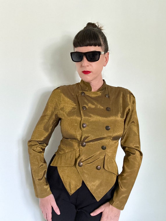 Vintage Shimmery Military Inspired Blouse