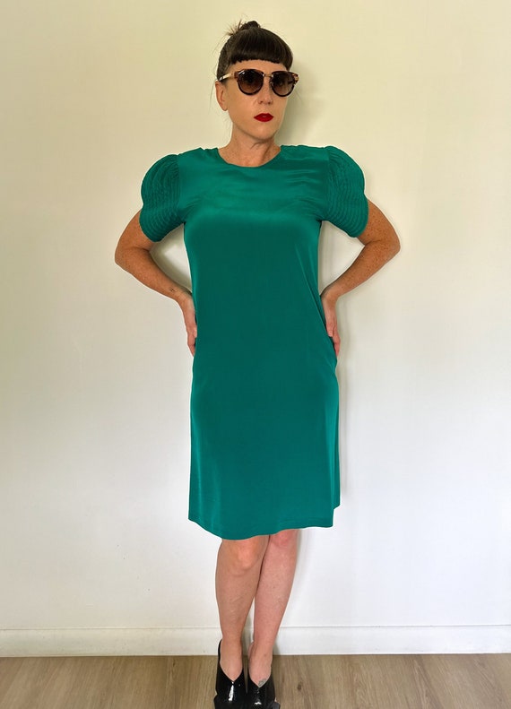 Vintage 100% Silk Green Dress