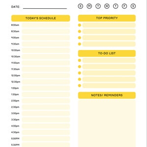 Minimalist Sunshine Yellow Daily, Weekly, Monthly Planner Template