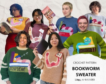 BOOKWORM SWEATER crochet pattern by Wool and Buggers ** PDF only **