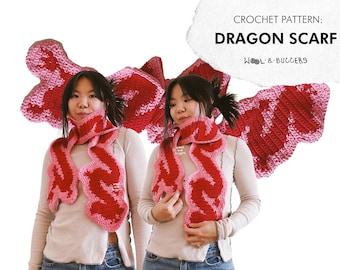 DRAGON SCARF Crochet Pattern by Wool and Buggers **PDF only **