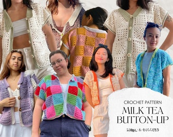 Milk Tea Button-Up Häkelanleitung **NUR PDF ANLEITUNG**