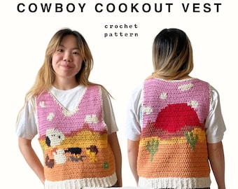 Cowboy Cookout Crochet Vest – PATTERN ONLY