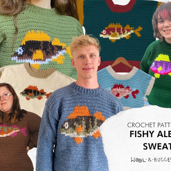 Fishy Aleks Crochet Sweater – ** PATTERN ONLY **