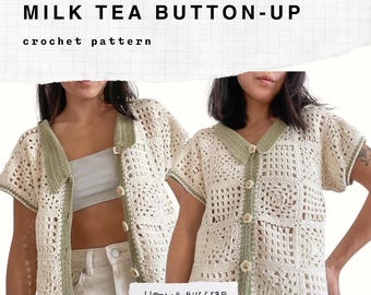Milk Tea Button-Up Crochet Pattern **PDF PATTERN ONLY**