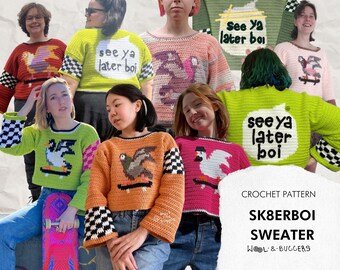 SK8ERBOI SWEATER Crochet Pattern ** PDF ONLY !! **