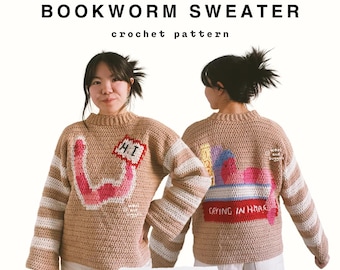 BOOKWORM SWEATER crochet pattern by Wool and Buggers ** PDF only **