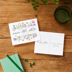 Mariage Save the Date Cartes postales // Fleurs sauvages, Printemps, Coloré, Aquarelle