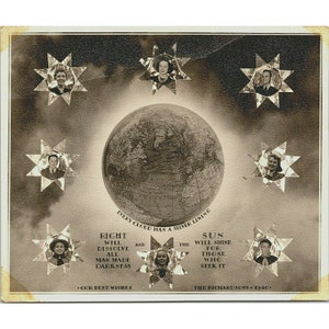 1940 The Richardsons Our Best Wishes Tarjeta de felicitación Vintage Odd Family Photo