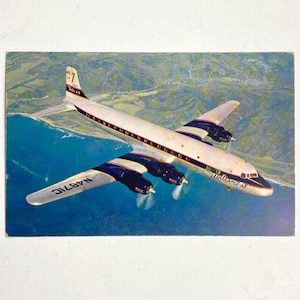 Carte postale vintage Delta C S Airlines USA des années 1950 Aéronef DC-7 aérien