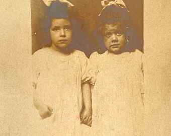 RPPC c1910 Two Young Girls Holding Hands Gel Silver AZO Divided Back Postcard