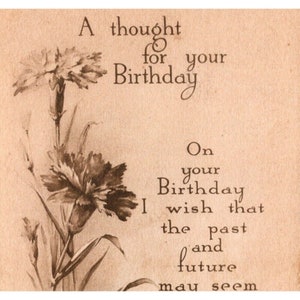 1913 Birthday Greetings Poem Art Nouveau Carnations Flowers Gibson Art Postcard