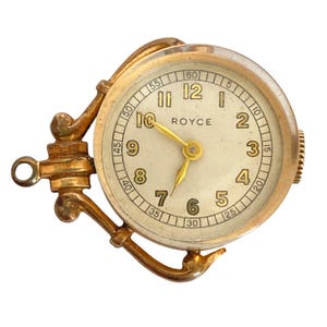 Vintage Royce DO Swiss Wind Up Pendant Watch 1940s Gold Plate Stainless Steel Royce Stainless Steel Gold Plated Manual Wind Sub Second  main image 3