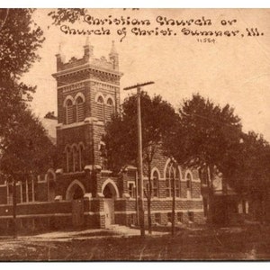 c1910 Église chrétienne Sumner Ill IL C U Williams Bloomington Photoette Carte postale