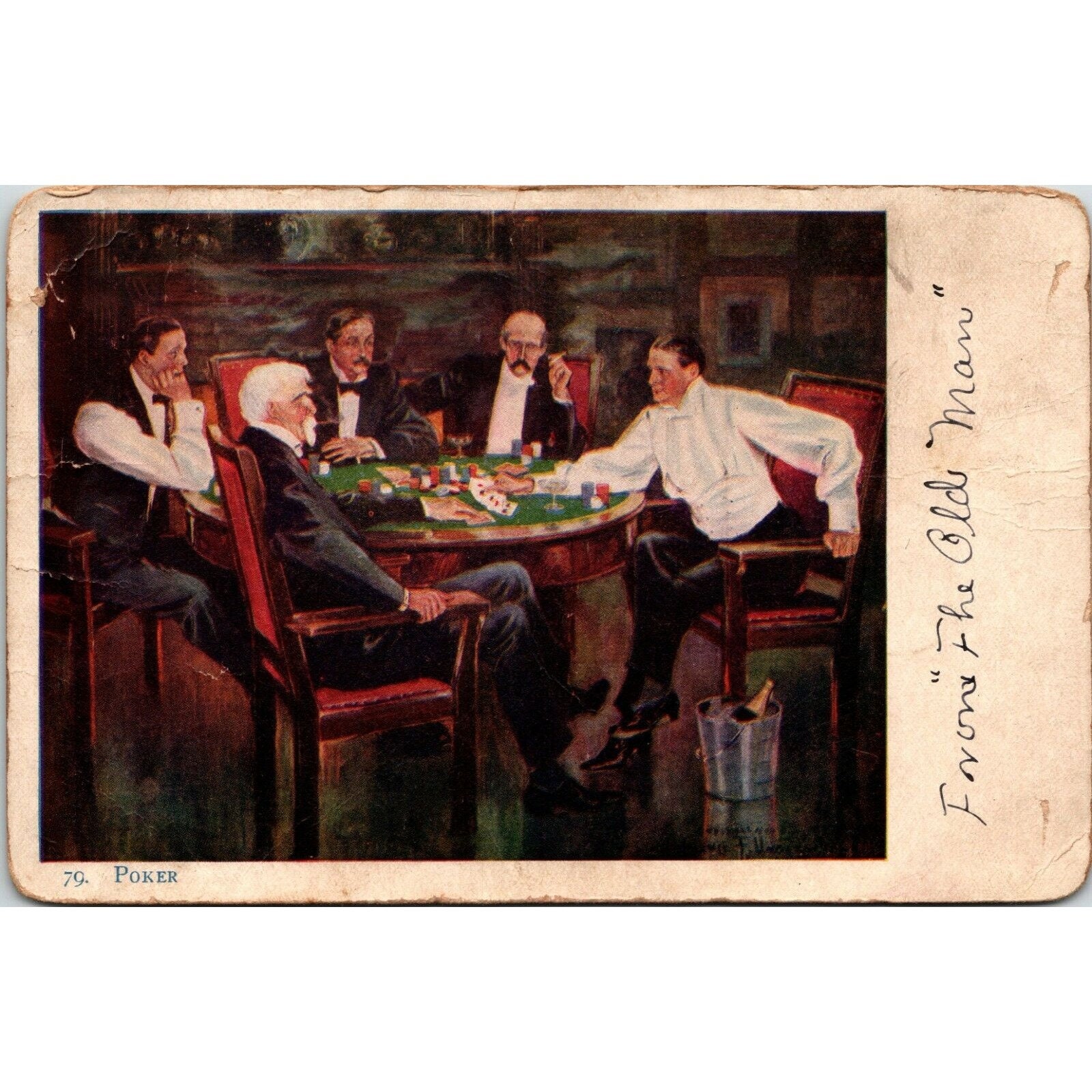 1907 Poker Game Art From the Old Man Undivided Back Postcard