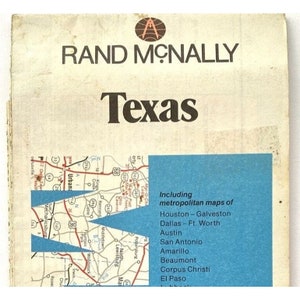 c1985 Vintage Texas Rand McNally Street Roadmap con puntos de interés