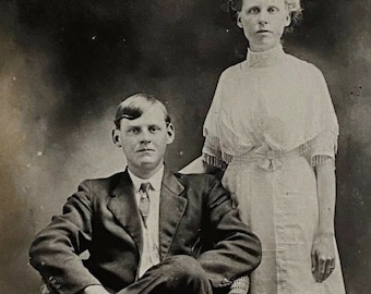 Vintage Victorian Wedding Photo Man Woman Photograph 1970’s Reprint