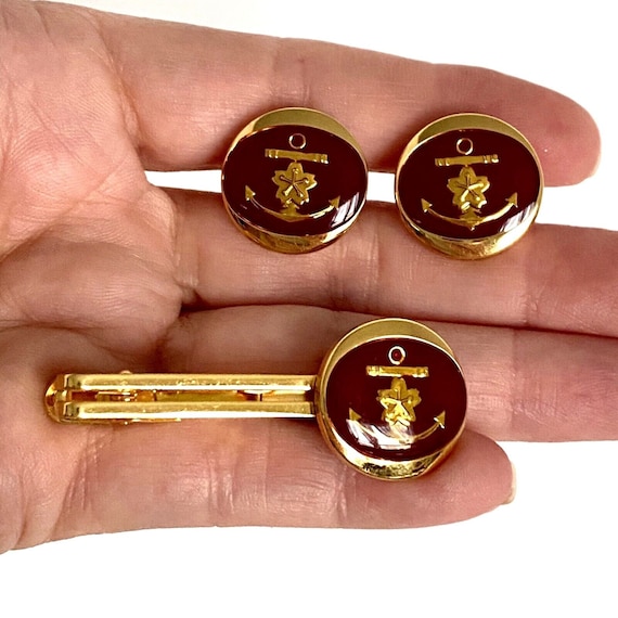 Inspirations marinesaupointdecroixヴェロニク Vintage JMSDF Tie Clip Cuff Links Japanese Maritime Self