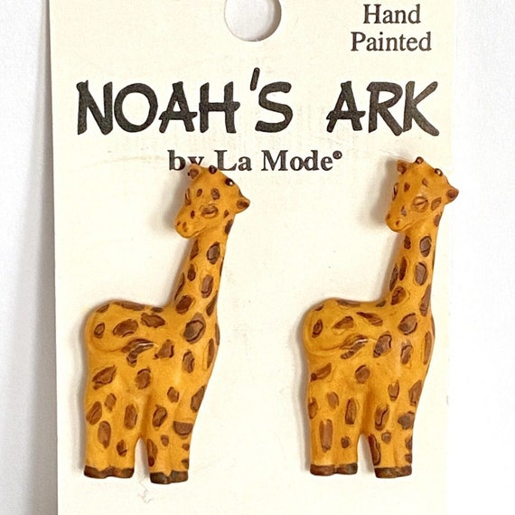 Four Vintage Button Covers Noah's Ark Painted - Ark, Noah