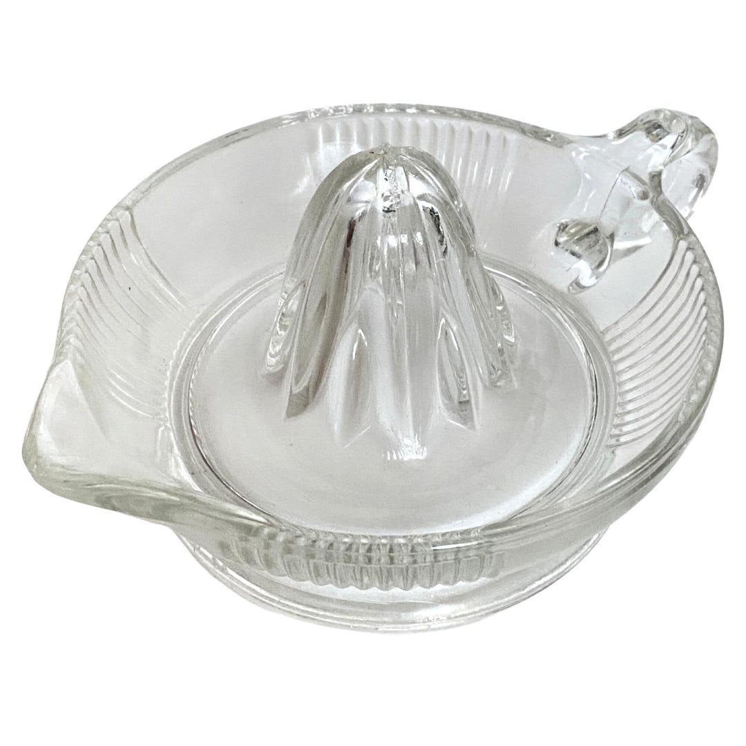 Glass Citrus Juice Squeezer Handle Spout Ribbed Design Retro ...