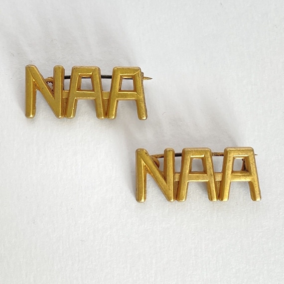 Rare NAA National Aeronautic Association Brass Collar Insignia Vintage Set Of 2