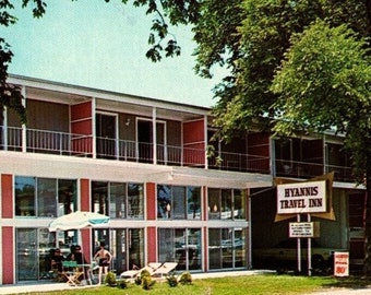 Vintage 1960s Hyannis Travel Inn Cape Cod Mass Posted Panorama Chrome Postcard