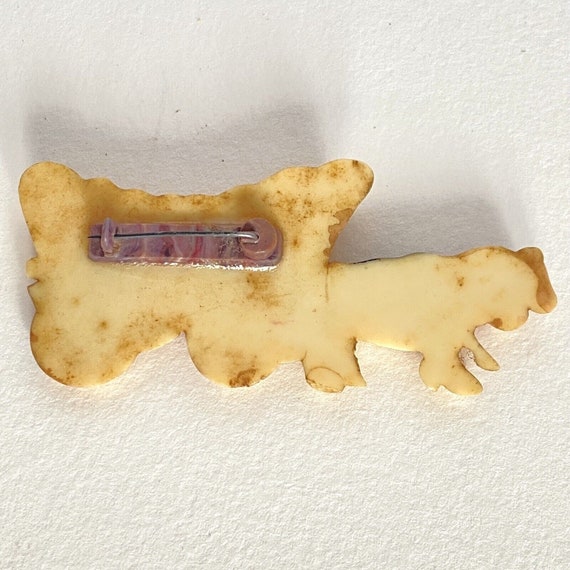 c1940 Celluloid Oxen Cows Pulling Covered Wagon H… - image 3