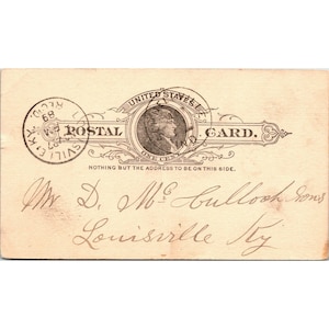 1889 Cartolina postale statunitense J Buchart a D McCulloch Sons Inviata Ricevuta Cartolina contrassegnata