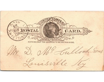 1889 US Postal Card J Buchart to D McCulloch Sons Sent Received Marked Postcard