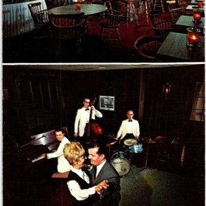 c1960 Vintage Chart Room Lounge Newark Del Panorama non postato Cartolina cromata
