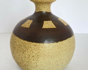 Vase en grès fait main vintage 1985 Pot de mauvaises herbes Studio d'art poterie 5" de haut signé