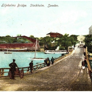 1903 Most Liljeholms Sztokholm Szwecja Wysłano niepodzielną pocztówkę zwrotną