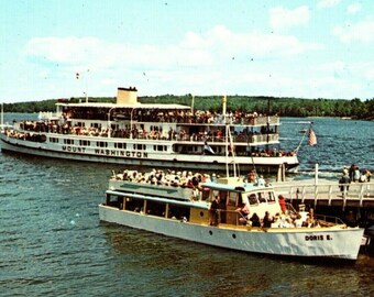 1977 MV Mount Washington e Doris E Weirs Beach NH Postcard PlastiChrome Postado