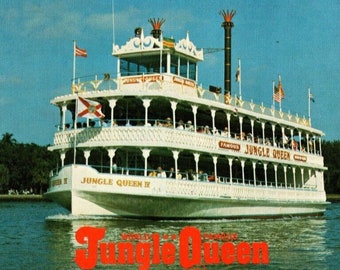 Vintage 1970er Jahre Jungle Queen Fort Lauderdale Florida Unposted Panorama Postkarte