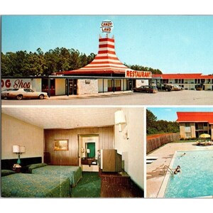 Vintage Candyland Red Carpet Inn McDonough Georgia Cartolina panoramica non postata