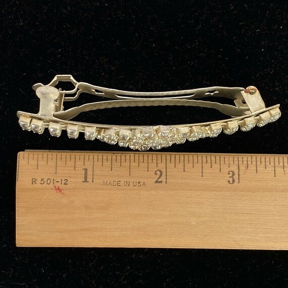 Vintage rhinestone crystal silver tone hair clip made in France Vintage Rhinestone Silver Tone Hair Clip: Bridal French  main image 4