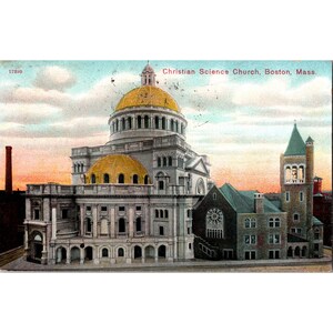 1908 Christian Science Church Front Boston Massa vroeg verdeeld achter briefkaart