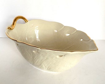 LENOX Grand bol de service Eternal Leaf Deep Monstera, porcelaine fine finition or 24 carats