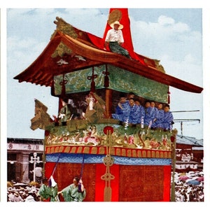 c1925 日本 祇園祭 例大祭 山車 京都 金色 アクセント ポストカード