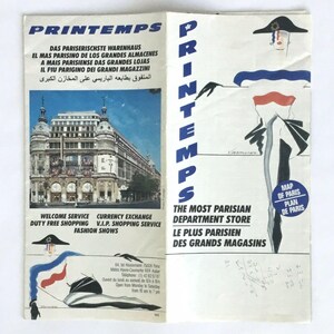 Vintage Printemps warenhuis Frankrijk Parijs kaart brochure 1989 meertalig