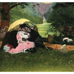c1906 Bamforth Co Lovers Beautiful Scenery Citazione Inghilterra Cartolina Art Nouveau