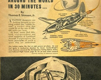 1945 Vintage Around the World in 30 Minutes Aircraft Article Popular Mechanics