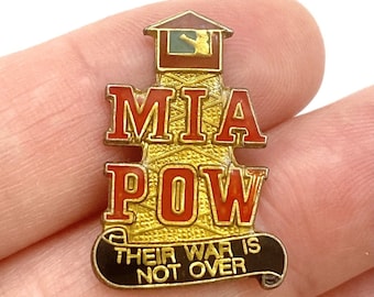 Vintage MIA POW Lighthouse Their War Is Not Over Veteran Hat or Lapel Pin 1 Inch