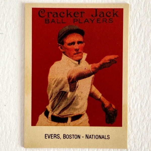 Johnny Evers 1915 Cracker Jack Card #18 Reprint 11/24 Boston Nationals 1993