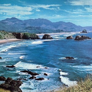 c1950 Oregon Coast Sea Scape Mirro Krome Cartolina gigante grande 6x9 pollici